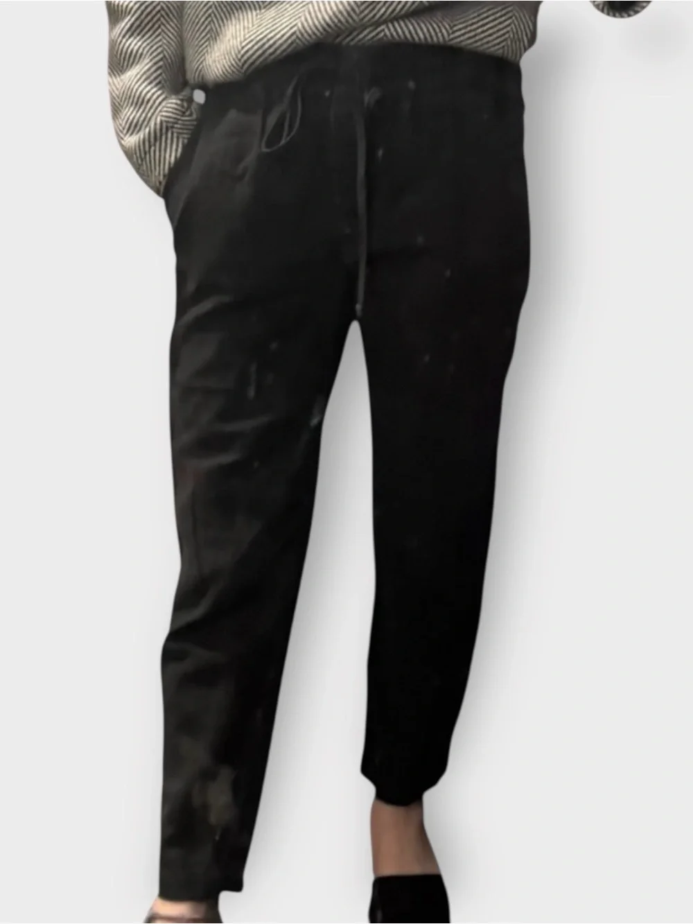 J.Crew Black Linen Blend Pull-On Tie Waist Pants 00 Elastic Waist Tapered Cuffed